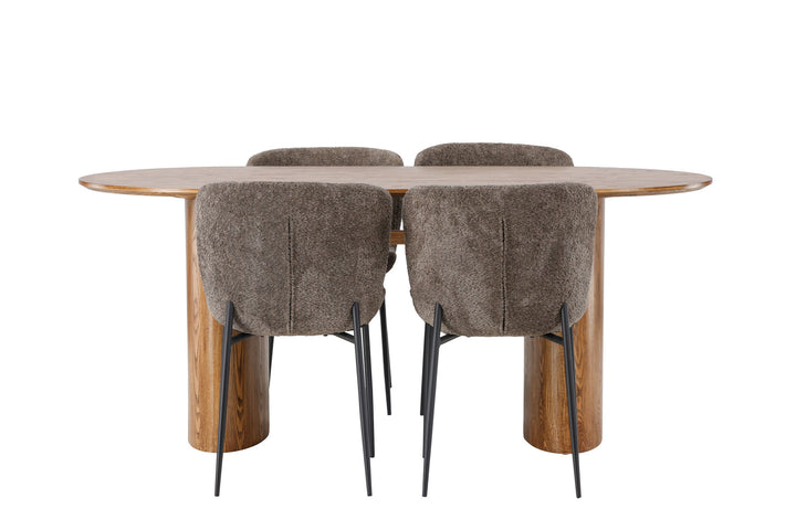 Venture Home Isolde Dining Table 140*75 - Nature / Nature MDF +Modesto Dining Chair - Grey / Smoked Black Boucle _4