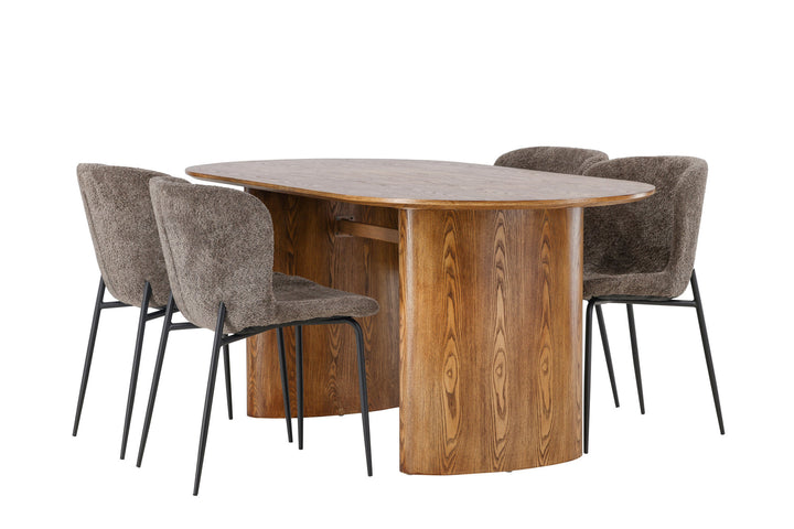 Venture Home Isolde Dining Table 140*75 - Nature / Nature MDF +Modesto Dining Chair - Grey / Smoked Black Boucle _4