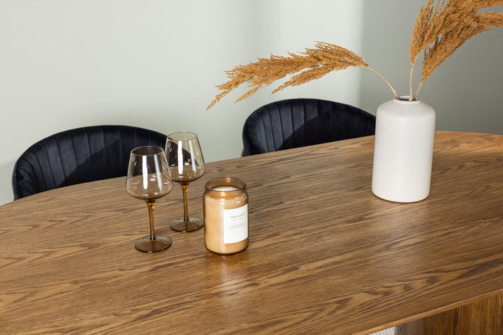 Venture Home Isolde Dining Table 140*75 - Nature / Nature MDF +Selma Dining Chair - Black / Black Velvet _4