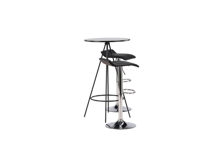 Venture Home Bistro Bar Table φ60 - Black / MDF with veneer +Jonna Bar Chair - Chromed Steel / Black Fabric _2