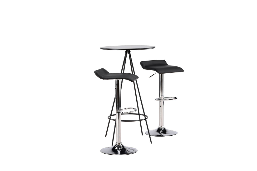 Venture Home Bistro Bar Table φ60 - Black / MDF with veneer +Jonna Bar Chair - Chromed Steel / Black Fabric _2