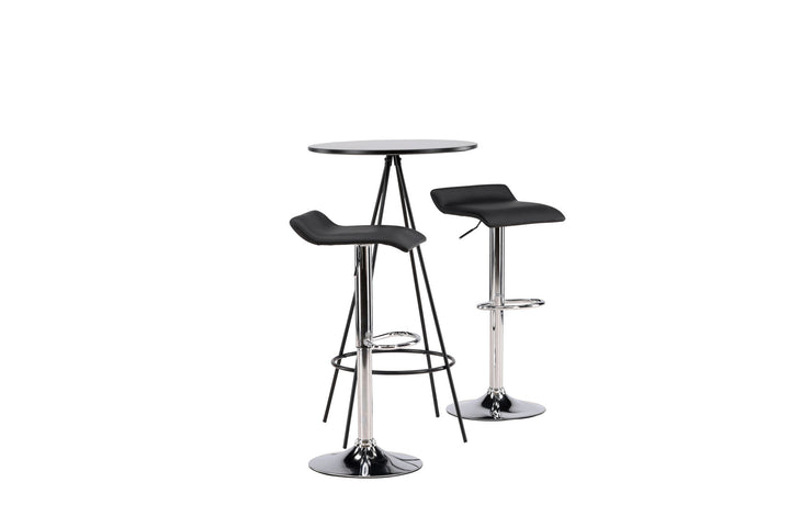 Venture Home Bistro Bar Table φ60 - Black / MDF with veneer +Jonna Bar Chair - Chromed Steel / Black Fabric _2
