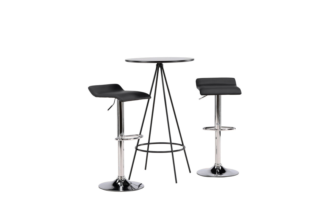 Venture Home Bistro Bar Table φ60 - Black / MDF with veneer +Jonna Bar Chair - Chromed Steel / Black Fabric _2