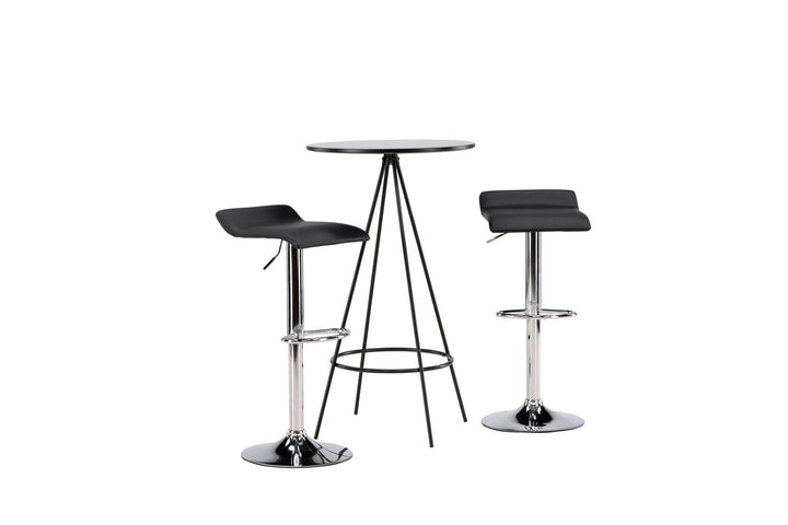 Venture Home Bistro Bar Table φ60 - Black / MDF with veneer +Jonna Bar Chair - Chromed Steel / Black Fabric _2