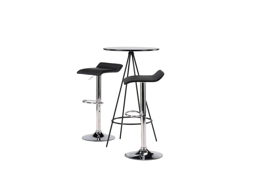Venture Home Bistro Bar Table φ60 - Black / MDF with veneer +Jonna Bar Chair - Chromed Steel / Black Fabric _2