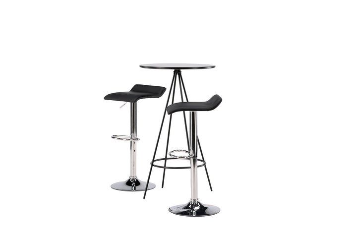 Venture Home Bistro Bar Table φ60 - Black / MDF with veneer +Jonna Bar Chair - Chromed Steel / Black Fabric _2