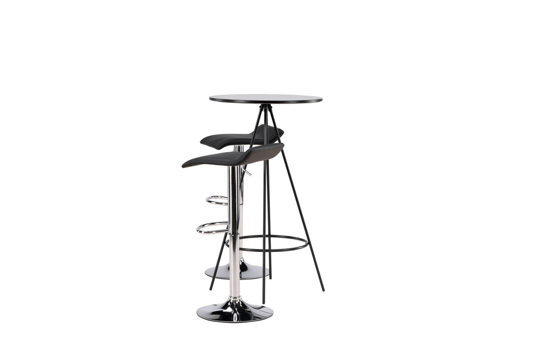 Venture Home Bistro Bar Table φ60 - Black / MDF with veneer +Jonna Bar Chair - Chromed Steel / Black Fabric _2