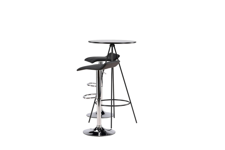 Venture Home Bistro Bar Table φ60 - Black / MDF with veneer +Jonna Bar Chair - Chromed Steel / Black Fabric _2