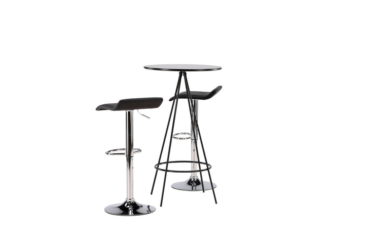 Venture Home Bistro Bar Table φ60 - Black / MDF with veneer +Jonna Bar Chair - Chromed Steel / Black Fabric _2