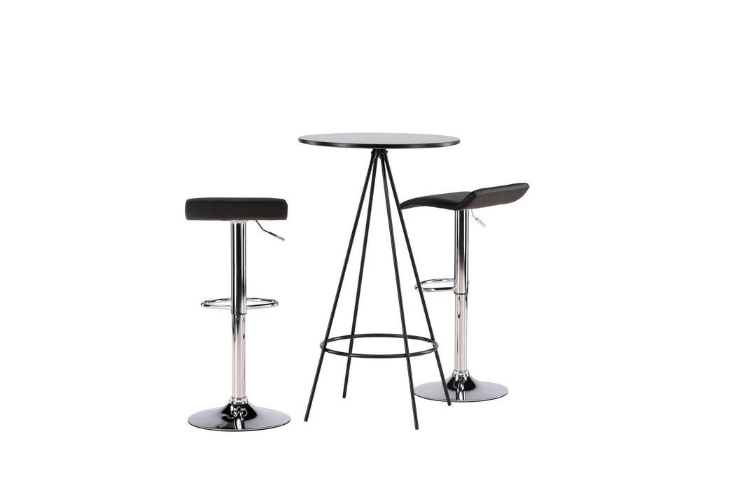 Venture Home Bistro Bar Table φ60 - Black / MDF with veneer +Jonna Bar Chair - Chromed Steel / Black Fabric _2