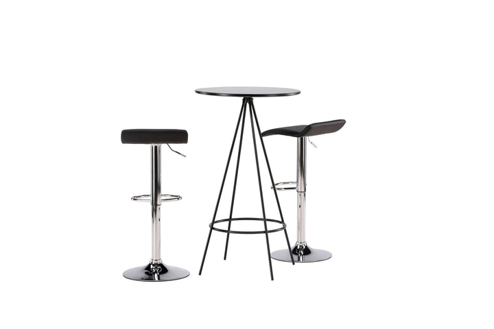 Venture Home Bistro Bar Table φ60 - Black / MDF with veneer +Jonna Bar Chair - Chromed Steel / Black Fabric _2