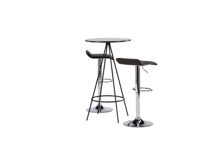 Venture Home Bistro Bar Table φ60 - Black / MDF with veneer +Jonna Bar Chair - Chromed Steel / Black Fabric _2