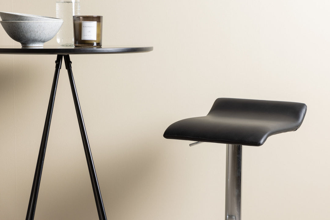 Venture Home Bistro Bar Table φ60 - Black / MDF with veneer +Jonna Bar Chair - Chromed Steel / Black Fabric _2