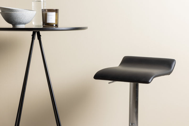 Venture Home Bistro Bar Table φ60 - Black / MDF with veneer +Jonna Bar Chair - Chromed Steel / Black Fabric _2