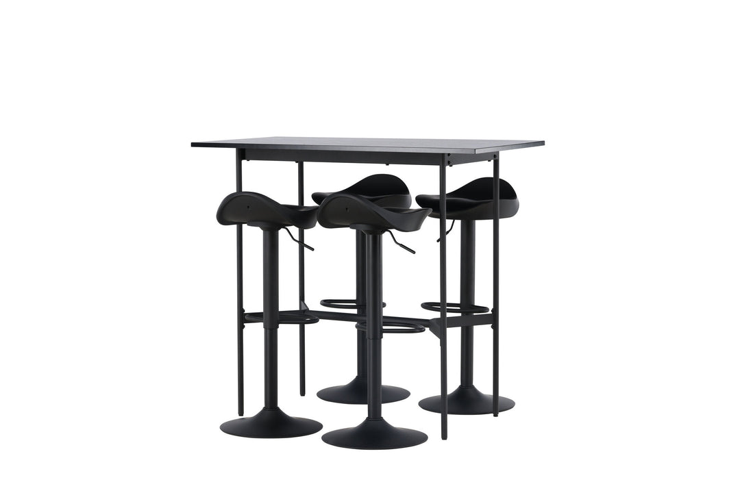 Venture Home Rax Bar Table 120*60 - Black / Black MDF +Adesto Bar Chair - Black / Matte black ABS _4