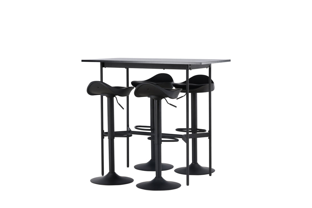 Venture Home Rax Bar Table 120*60 - Black / Black MDF +Adesto Bar Chair - Black / Matte black ABS _4