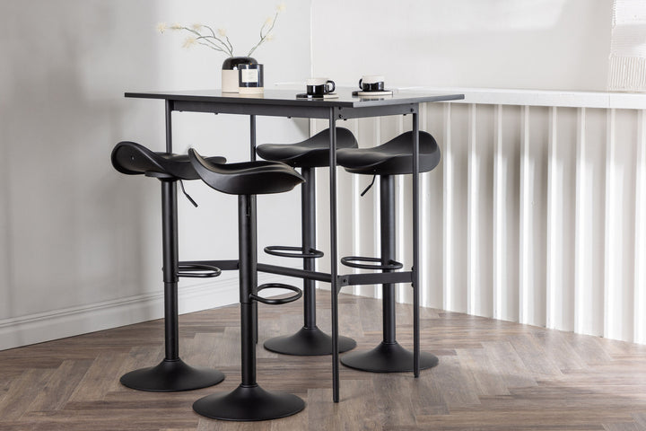 Venture Home Rax Bar Table 120*60 - Black / Black MDF +Adesto Bar Chair - Black / Matte black ABS _4