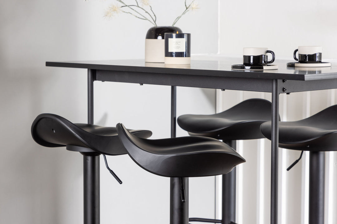 Venture Home Rax Bar Table 120*60 - Black / Black MDF +Adesto Bar Chair - Black / Matte black ABS _4