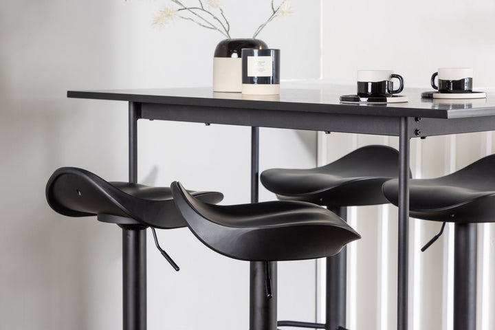 Venture Home Rax Bar Table 120*60 - Black / Black MDF +Adesto Bar Chair - Black / Matte black ABS _4