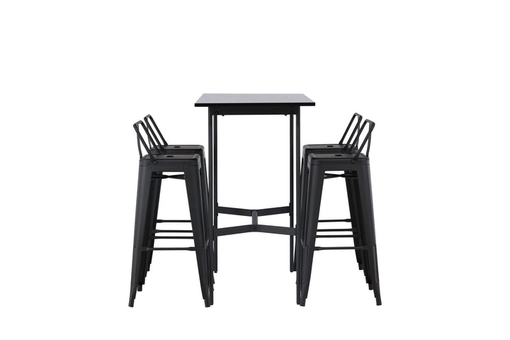 Venture Home Rax Bar Table 120*60 - Black / Black MDF +Tempe Flat Bar Chair - Matte black / Metal _4