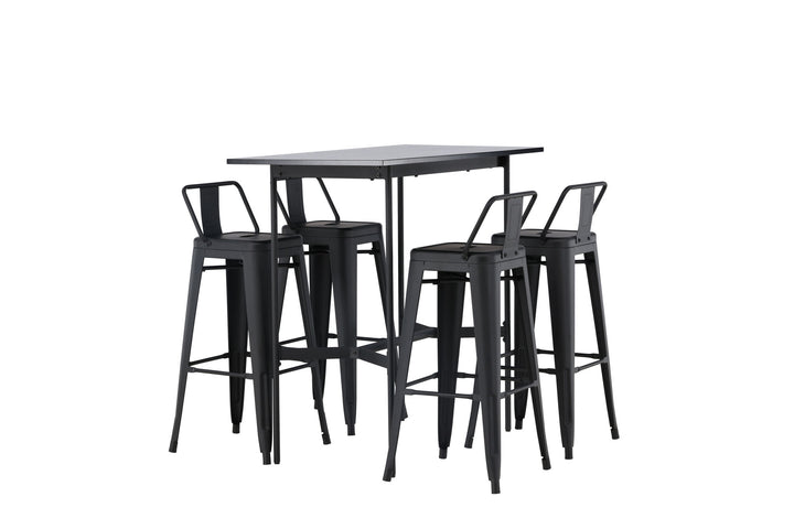 Venture Home Rax Bar Table 120*60 - Black / Black MDF +Tempe Flat Bar Chair - Matte black / Metal _4