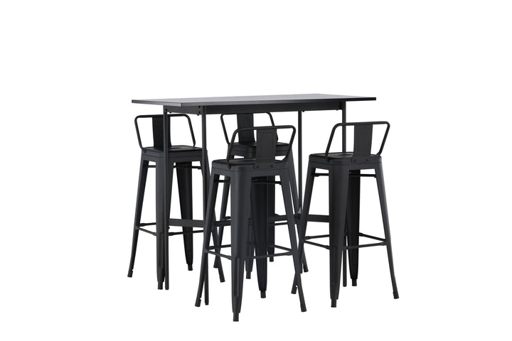 Venture Home Rax Bar Table 120*60 - Black / Black MDF +Tempe Flat Bar Chair - Matte black / Metal _4