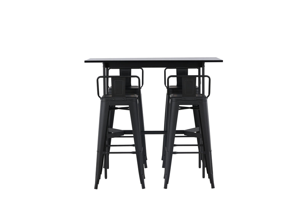 Venture Home Rax Bar Table 120*60 - Black / Black MDF +Tempe Flat Bar Chair - Matte black / Metal _4