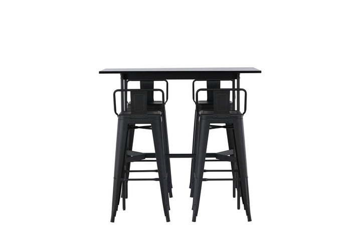 Venture Home Rax Bar Table 120*60 - Black / Black MDF +Tempe Flat Bar Chair - Matte black / Metal _4