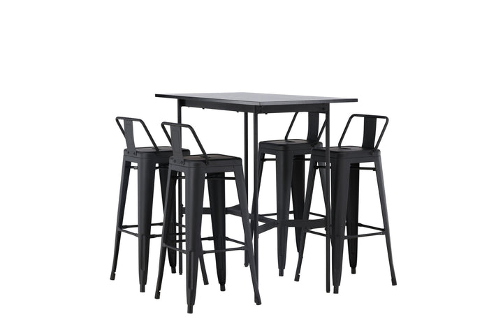 Venture Home Rax Bar Table 120*60 - Black / Black MDF +Tempe Flat Bar Chair - Matte black / Metal _4