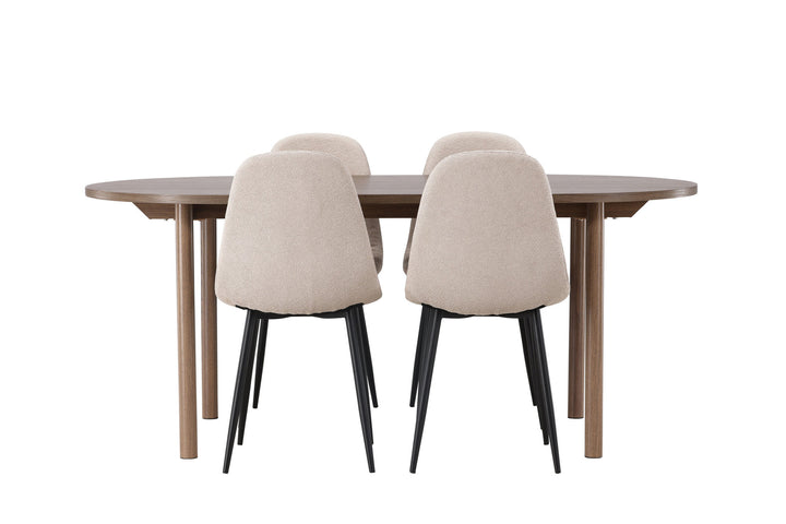 Venture Home Andy Dining Table 180*75 - Natural / Natural MDF +Polar Dining Chair - Black / Beige Boucle _4