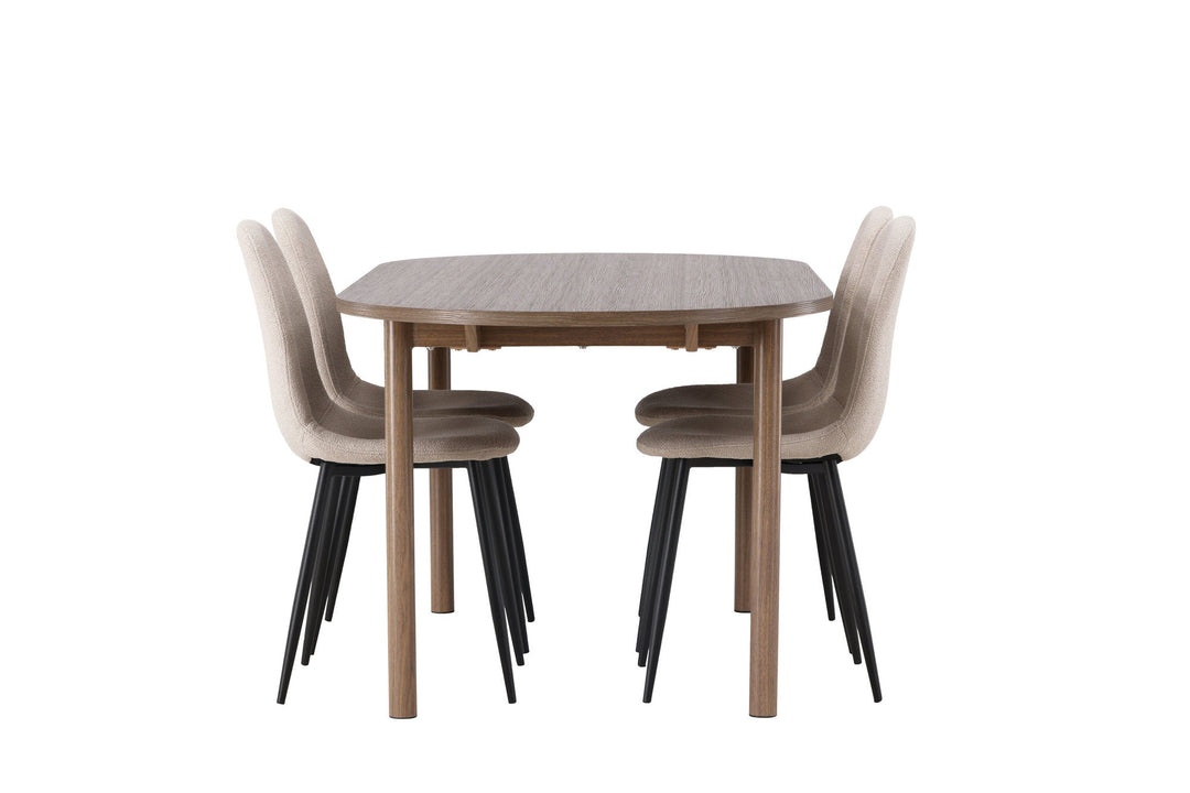 Venture Home Andy Dining Table 180*75 - Natural / Natural MDF +Polar Dining Chair - Black / Beige Boucle _4