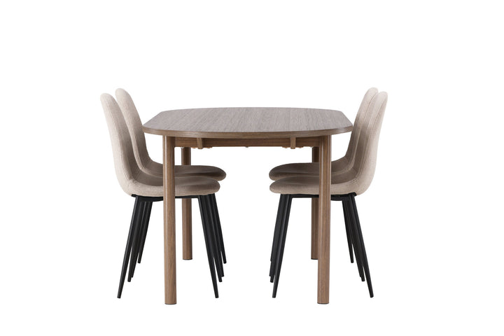 Venture Home Andy Dining Table 180*75 - Natural / Natural MDF +Polar Dining Chair - Black / Beige Boucle _4