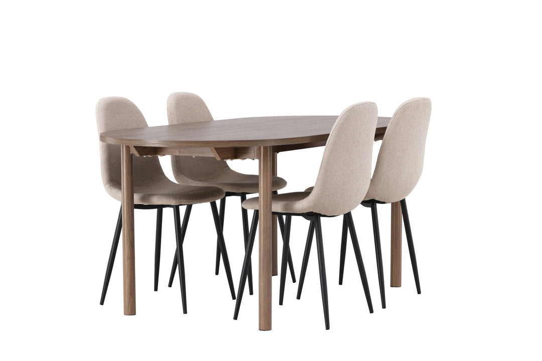 Venture Home Andy Dining Table 180*75 - Natural / Natural MDF +Polar Dining Chair - Black / Beige Boucle _4
