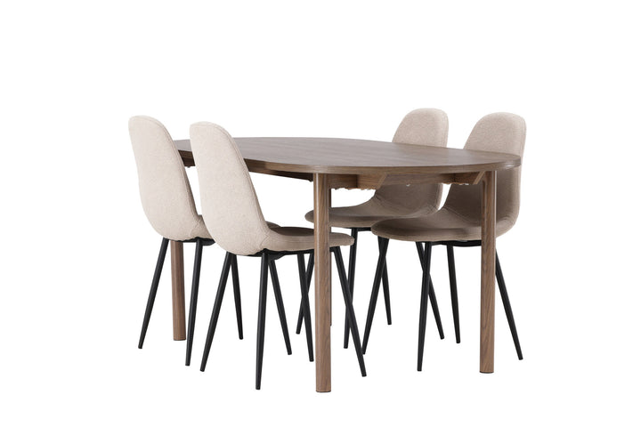 Venture Home Andy Dining Table 180*75 - Natural / Natural MDF +Polar Dining Chair - Black / Beige Boucle _4