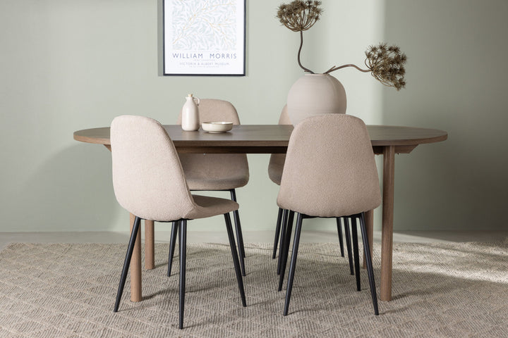 Venture Home Andy Dining Table 180*75 - Natural / Natural MDF +Polar Dining Chair - Black / Beige Boucle _4