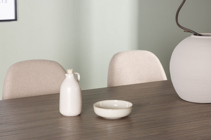 Venture Home Andy Dining Table 180*75 - Natural / Natural MDF +Polar Dining Chair - Black / Beige Boucle _4