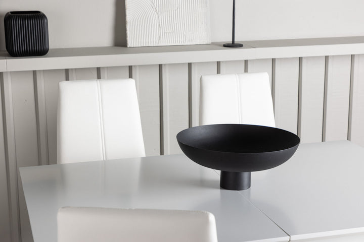 Venture Home Disa Dining Table 120/160*80 - White / Grey MDF +Pastill Dining Chair - Silver / White PU _4
