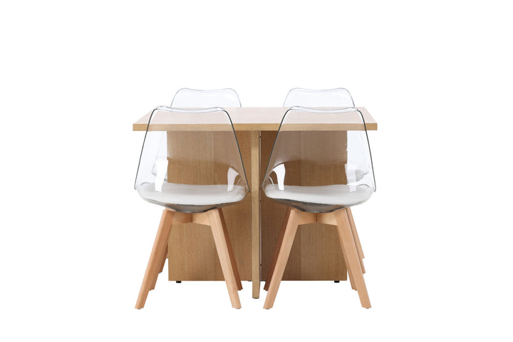 Venture Home Leo Dining Table 100*75 - Oaklook / Oaklook MDF +Edvin Dining Chair - Nature / PET (seat cushion white) PET surface,seat with usual sponge _4
