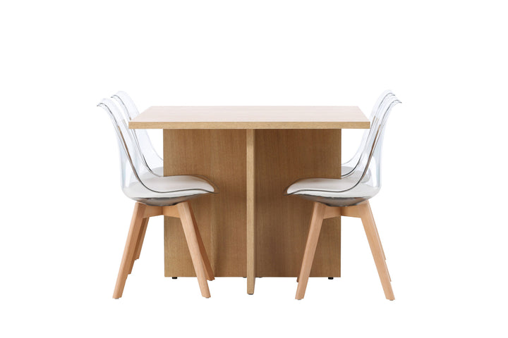 Venture Home Leo Dining Table 100*75 - Oaklook / Oaklook MDF +Edvin Dining Chair - Nature / PET (seat cushion white) PET surface,seat with usual sponge _4
