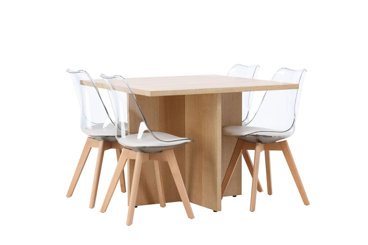Venture Home Leo Dining Table 100*75 - Oaklook / Oaklook MDF +Edvin Dining Chair - Nature / PET (seat cushion white) PET surface,seat with usual sponge _4