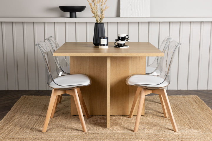 Venture Home Leo Dining Table 100*75 - Oaklook / Oaklook MDF +Edvin Dining Chair - Nature / PET (seat cushion white) PET surface,seat with usual sponge _4