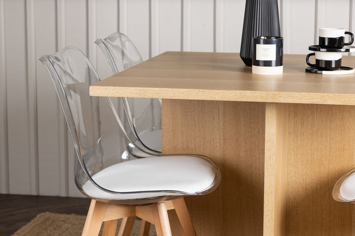 Venture Home Leo Dining Table 100*75 - Oaklook / Oaklook MDF +Edvin Dining Chair - Nature / PET (seat cushion white) PET surface,seat with usual sponge _4