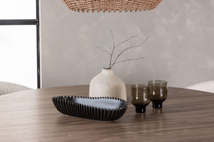 Venture Home Lanzo Dining Table φ120 - Natural / Natural MDF +Chico Dining Chair - Black / White Boucle _4