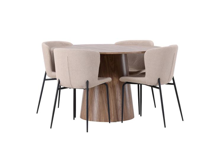 Venture Home Lanzo Dining Table φ120 - Natural / Natural MDF +Modesto Dining Chair - Beige / Beige Boucle _4