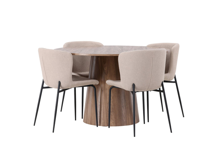 Venture Home Lanzo Dining Table φ120 - Natural / Natural MDF +Modesto Dining Chair - Beige / Beige Boucle _4