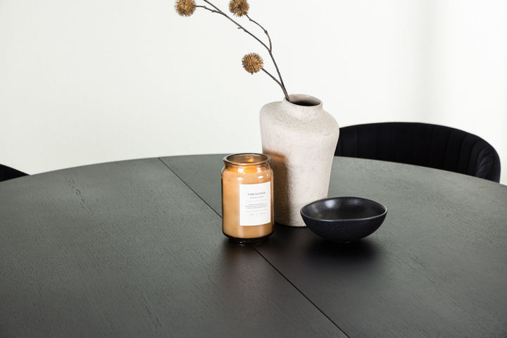 Venture Home Matilda Dining Table φ130 - Black / Black MDF with veneer +Selma Dining Chair - Black / Black Velvet _4
