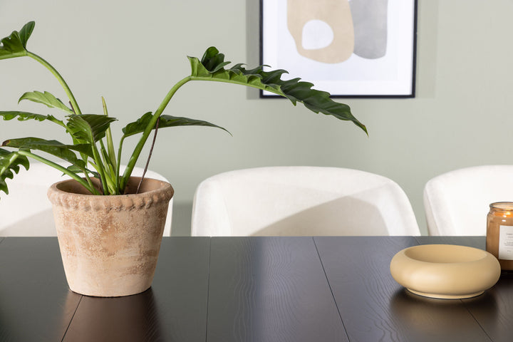 Venture Home Astrid Dining Table 200*75 - Matte black / Matte black MDF with veneer +Day Dining Chair - Matte black / White Linen _6
