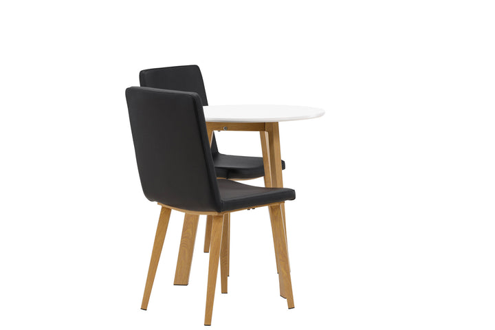 Venture Home Leonora Dining Table φ65 - Oaklook / White MDF +Today Dining Chair - Nature / Black PU _2