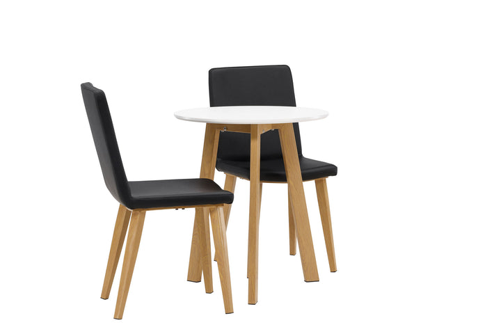 Venture Home Leonora Dining Table φ65 - Oaklook / White MDF +Today Dining Chair - Nature / Black PU _2