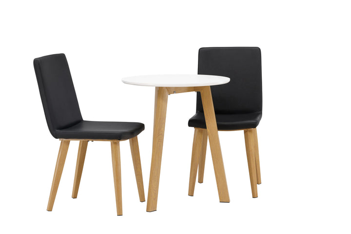 Venture Home Leonora Dining Table φ65 - Oaklook / White MDF +Today Dining Chair - Nature / Black PU _2